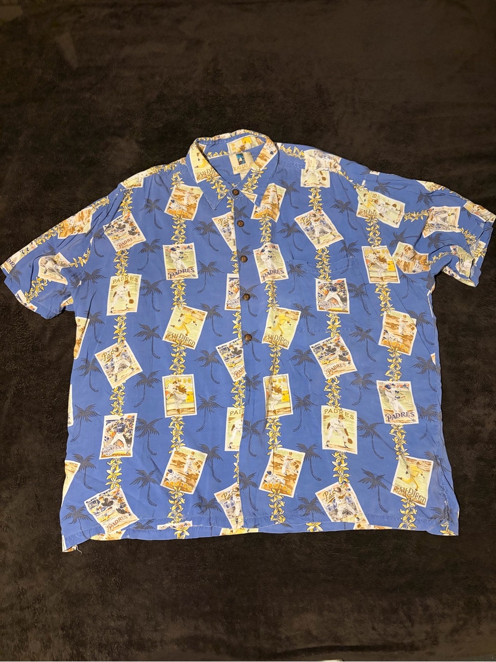 Vintage Kahala Ocean Blue San Diego Padres Collectible Card Hawaiian Shirt